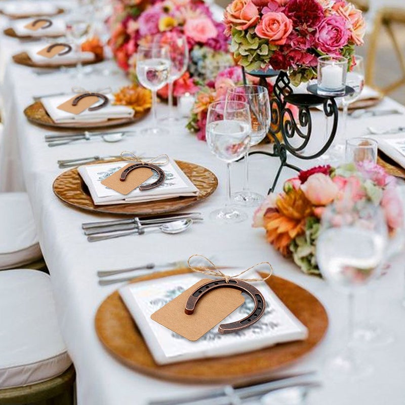 OurWarm 10pcs Good Lucky Horseshoe Wedding Favors with Kraft Tags Rustic Horseshoe Gifts for Vintage Wedding Party Decorations - Image 4
